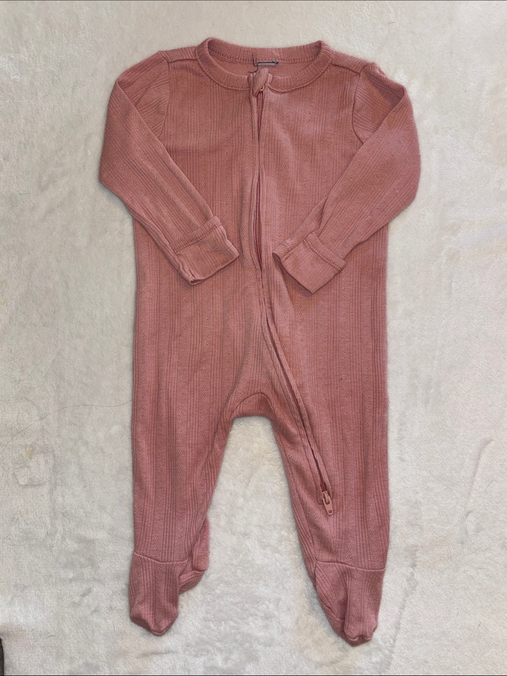 (2 for $10) old navy Baby 6 month Ribbed Zip Footed One-Piece in Dusty Rose